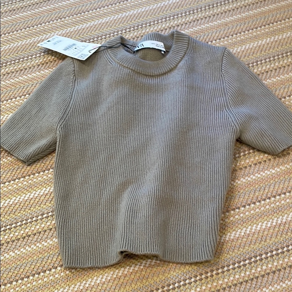 Zara Taupe Short Sleeve Tee size Small